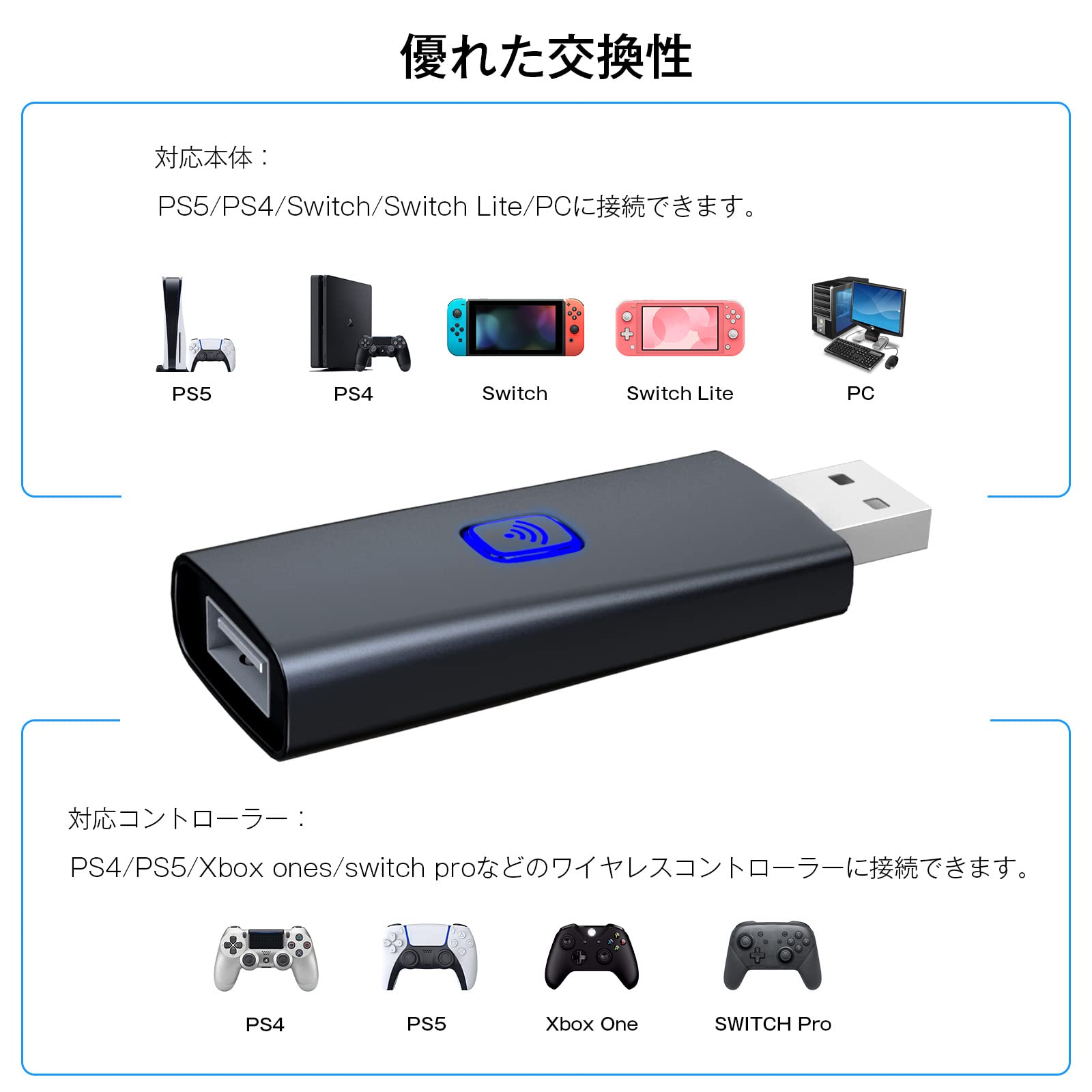 Amazon.co.jp: コントローラー変換アダプター ps5/Switch/ps4/PC対応